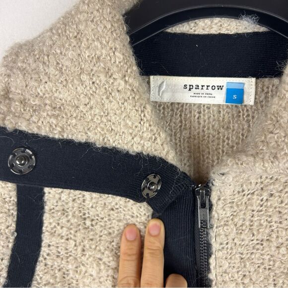 ANTHROPOLOGIE SPARROW Boucle Teddy wool blend zipper jacket size S - Picture 4 of 9